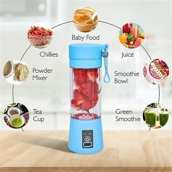 Portable USB Rechargeable Blender & Juicer – Personal Wireless Mini Smoothie Maker with Stainless Steel Blades for Shakes & Juices